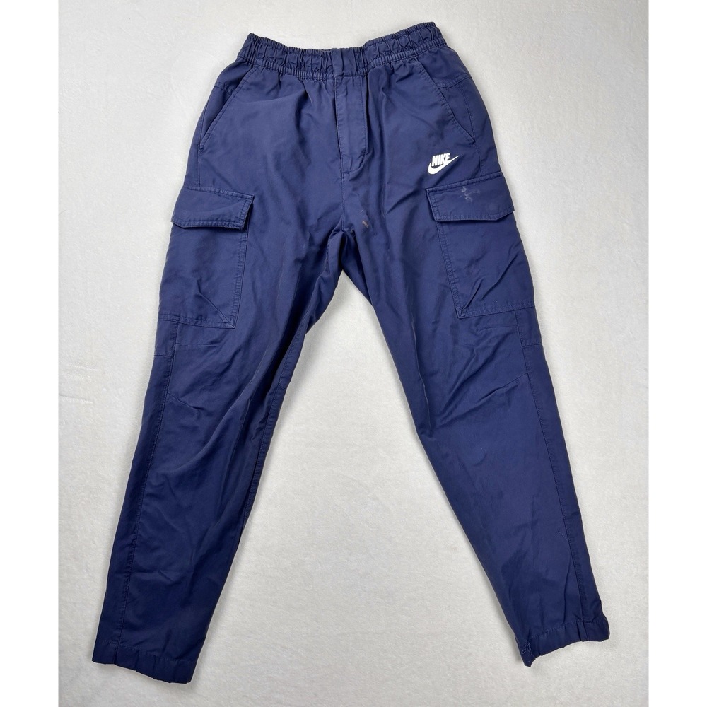 Nike Cargo Pants Mens Small Navy Blue Tapered Jogger Utility Pocket Athletic